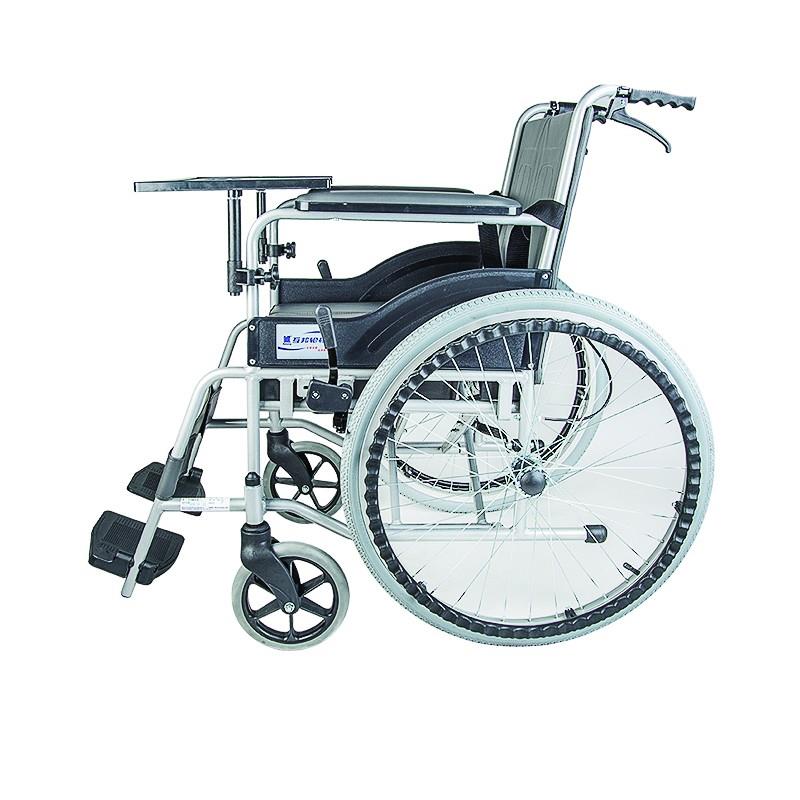 互邦钢管手动轮椅车带座便hbg15 B 铝合金轮椅车折叠轻便带便盆餐桌板残疾老人手推车 钟爱健康